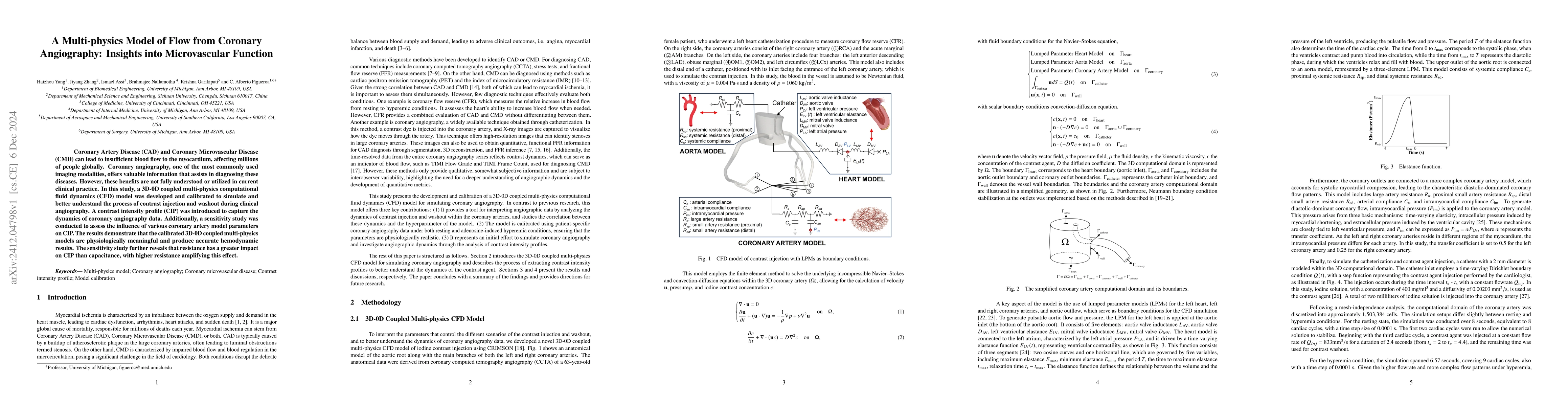 Thumbnail for A Multi-physics Model of Flow from Coronary Angiography: Insights into
  Microvascular Function