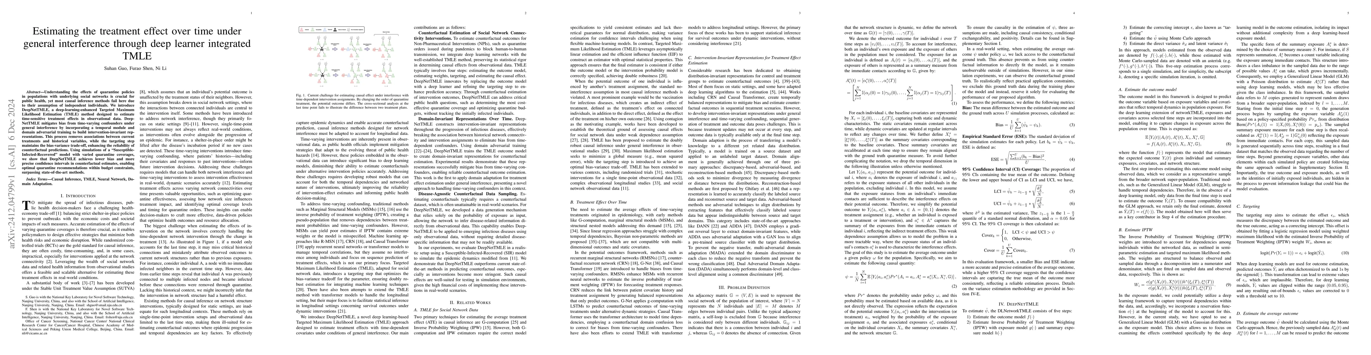 Thumbnail for Estimating the treatment effect over time under general interference
  through deep learner integrated TMLE
