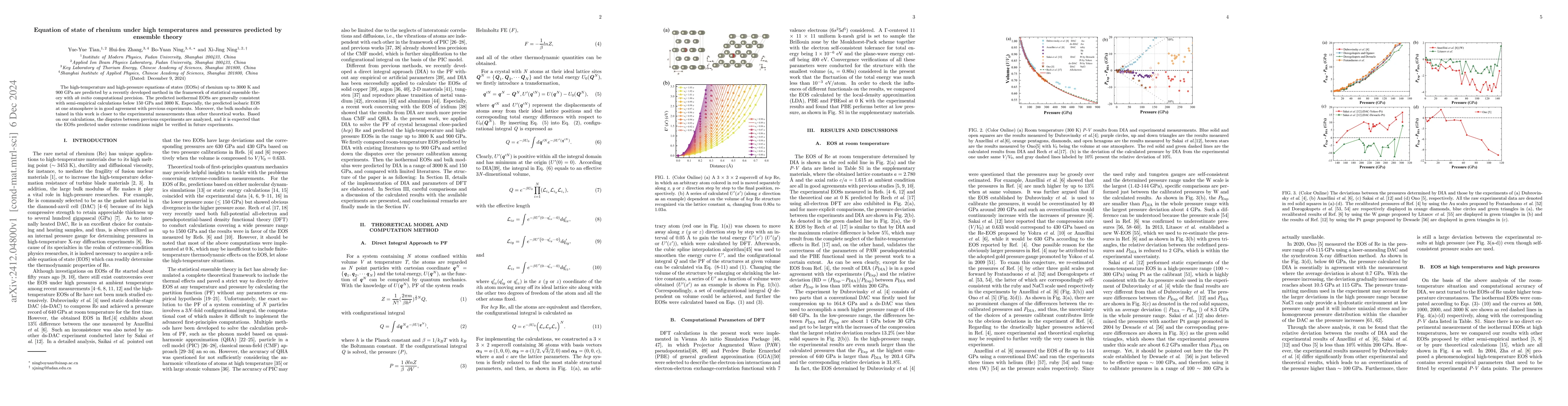 Thumbnail for Equation of state of rhenium under high temperatures and pressures
  predicted by ensemble theory