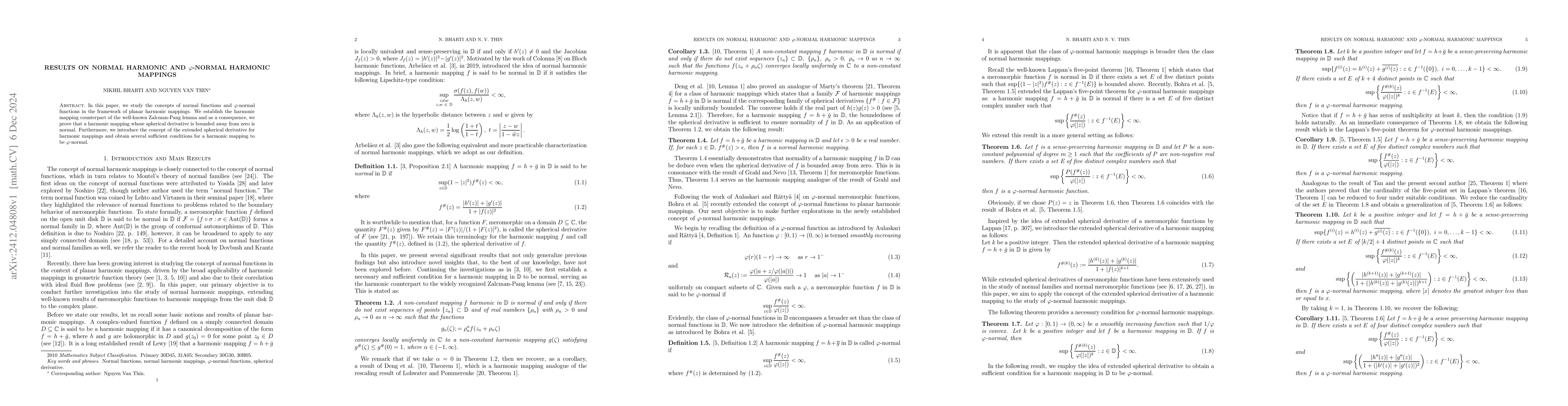 Thumbnail for Results on normal harmonic and $\varphi$-normal harmonic mappings