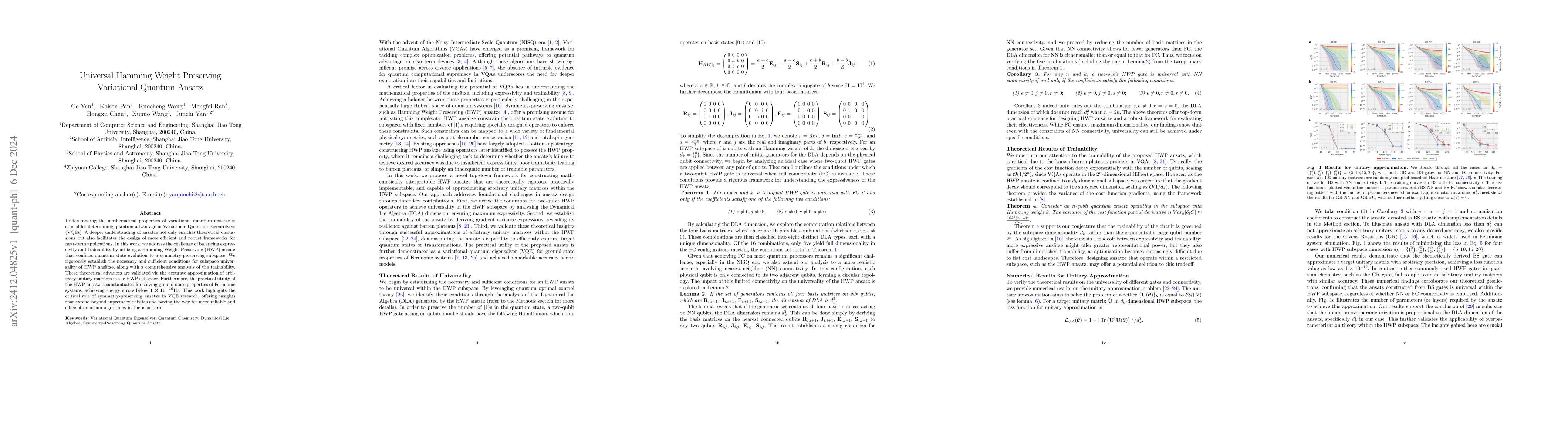 Thumbnail for Universal Hamming Weight Preserving Variational Quantum Ansatz