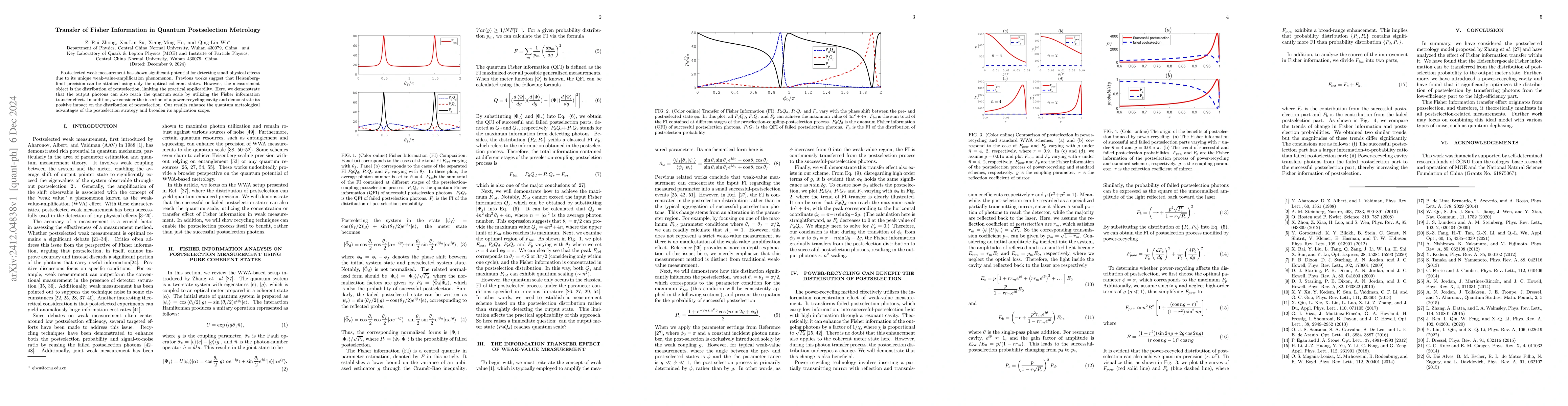 Thumbnail for Transfer of Fisher Information in Quantum Postselection Metrology