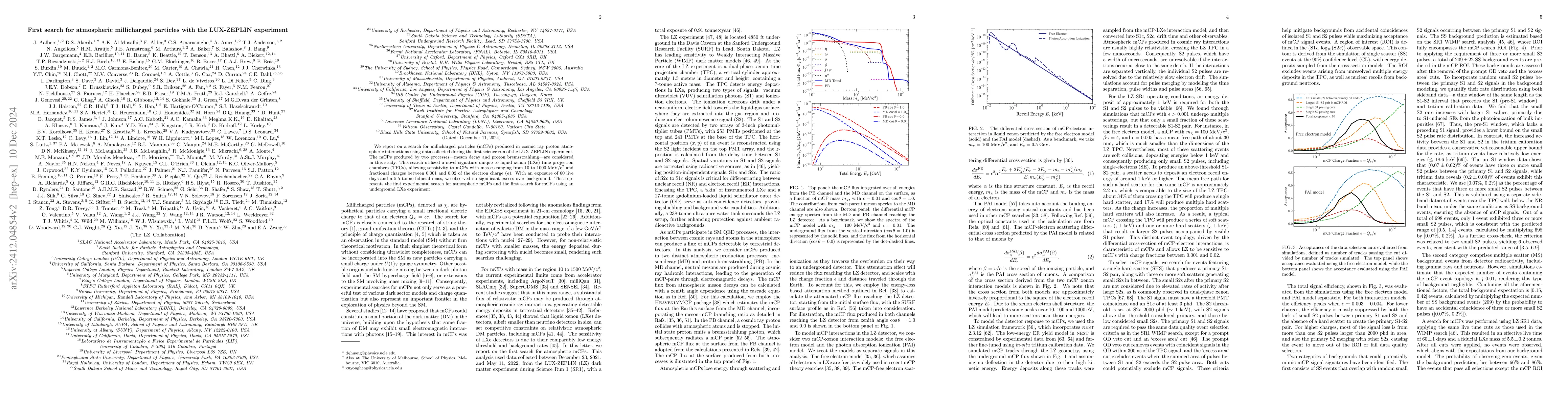 Thumbnail for First search for atmospheric millicharged particles with the LUX-ZEPLIN
  experiment