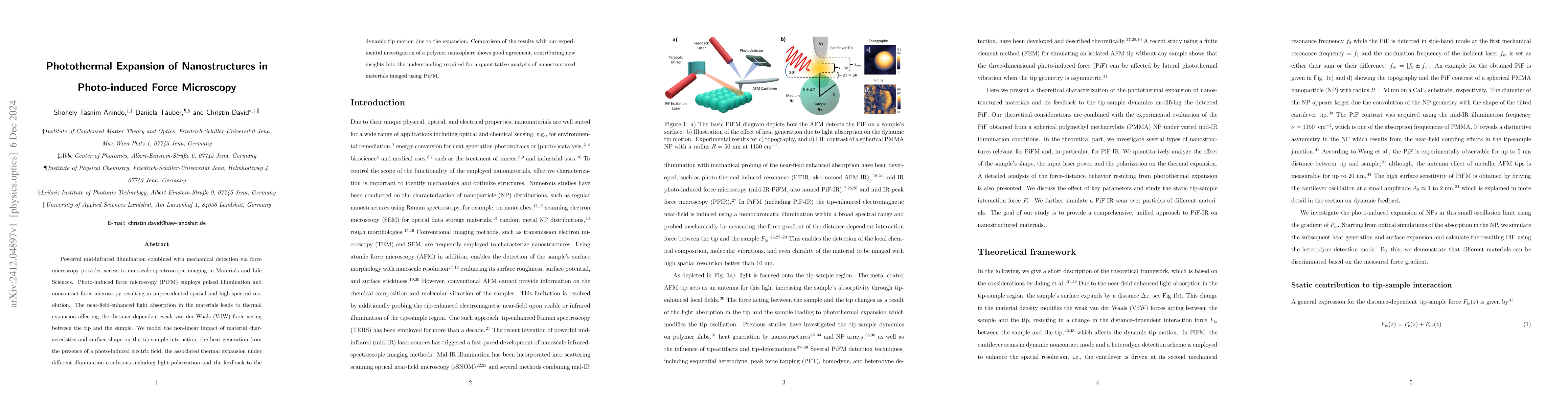 Thumbnail for Photothermal Expansion of Nanostructures in Photo-induced Force
  Microscopy