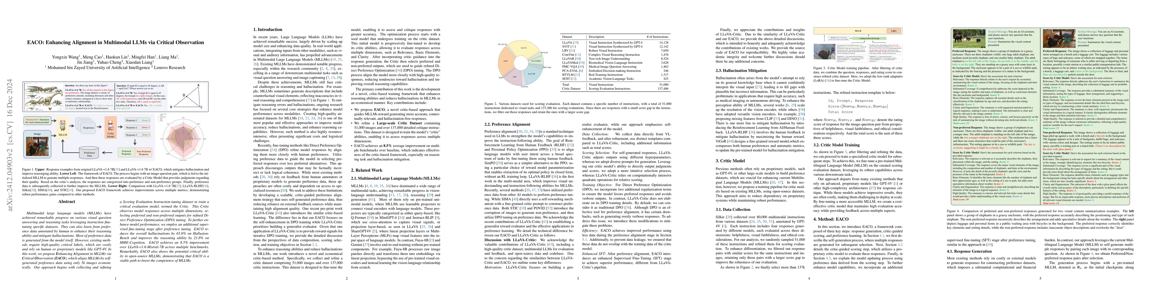 Thumbnail for EACO: Enhancing Alignment in Multimodal LLMs via Critical Observation