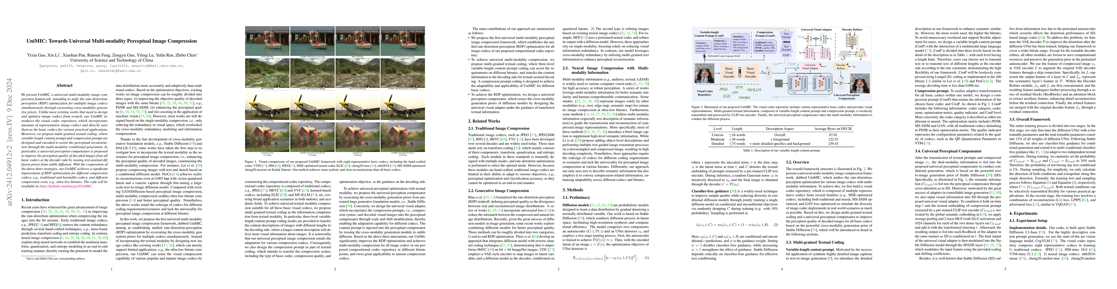 Thumbnail for UniMIC: Towards Universal Multi-modality Perceptual Image Compression