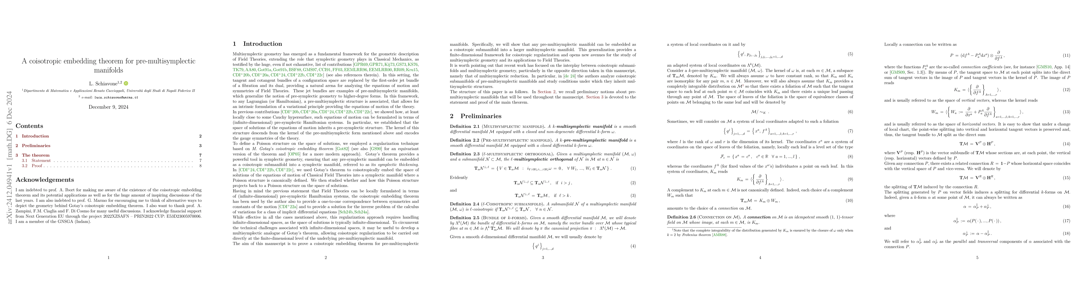 Thumbnail for A coisotropic embedding theorem for pre-multisymplectic manifolds