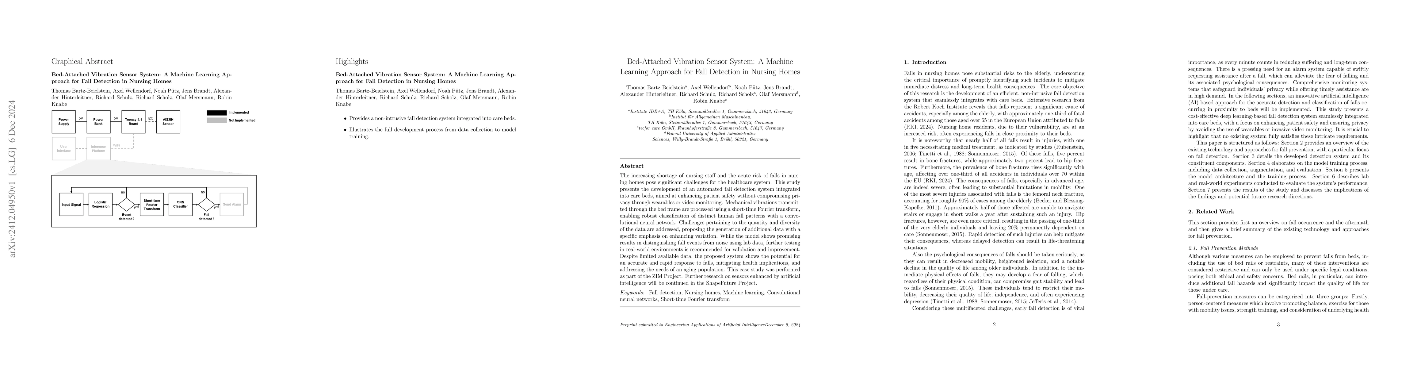 Thumbnail for Bed-Attached Vibration Sensor System: A Machine Learning Approach for
  Fall Detection in Nursing Homes