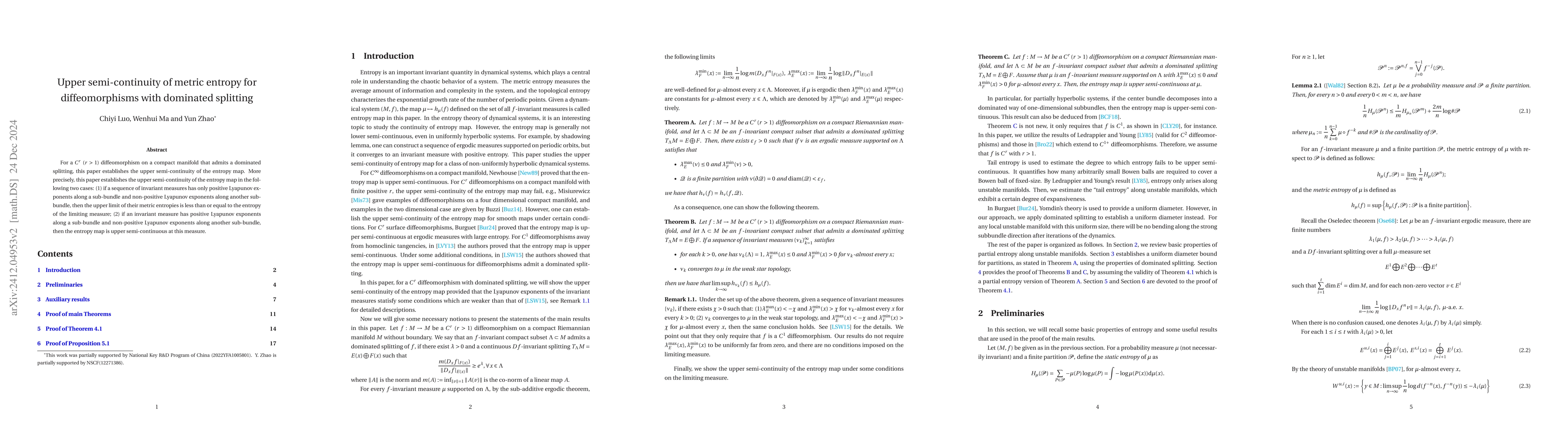 Thumbnail for Upper semi-continuity of metric entropy for diffeomorphisms with
  dominated splitting