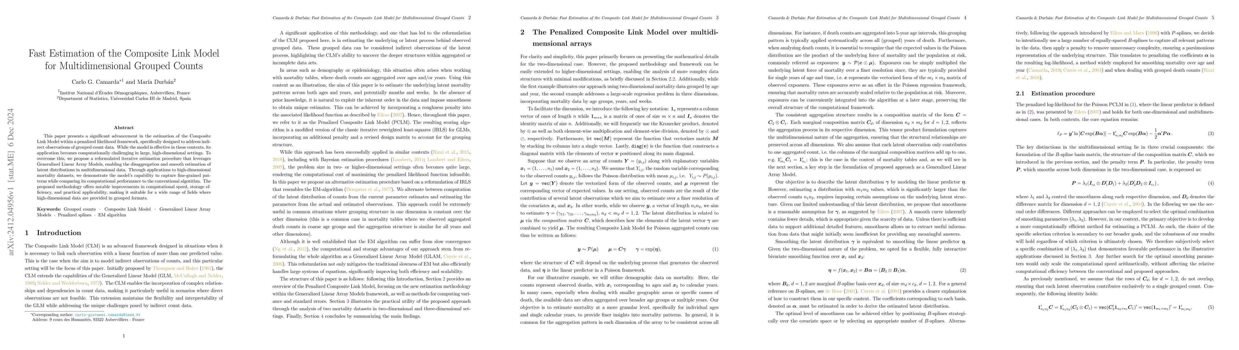 Thumbnail for Fast Estimation of the Composite Link Model for Multidimensional Grouped
  Counts
