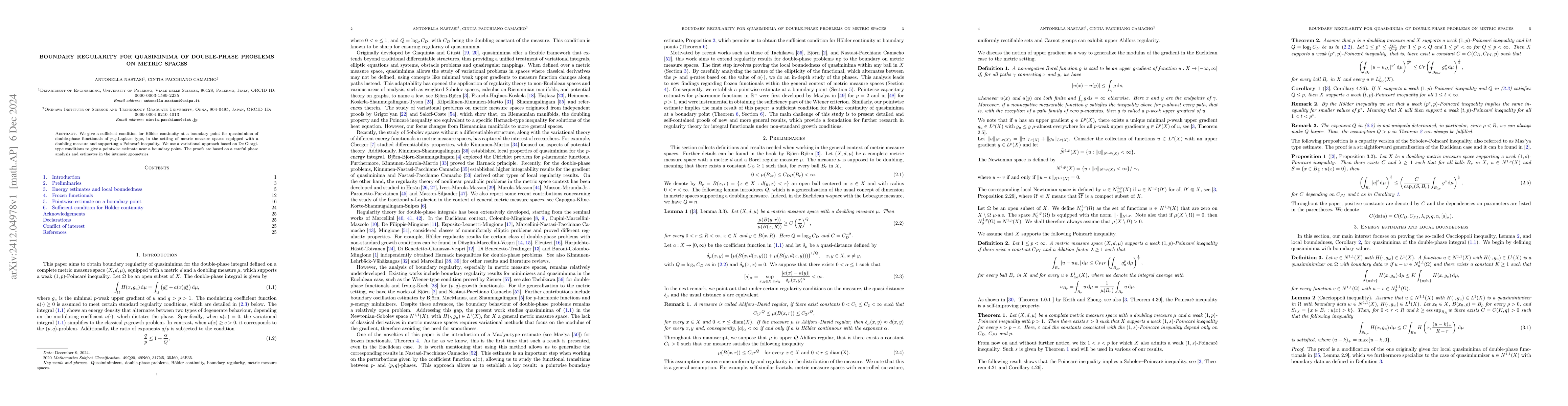 Thumbnail for Boundary regularity for quasiminima of double-phase problems on metric
  spaces
