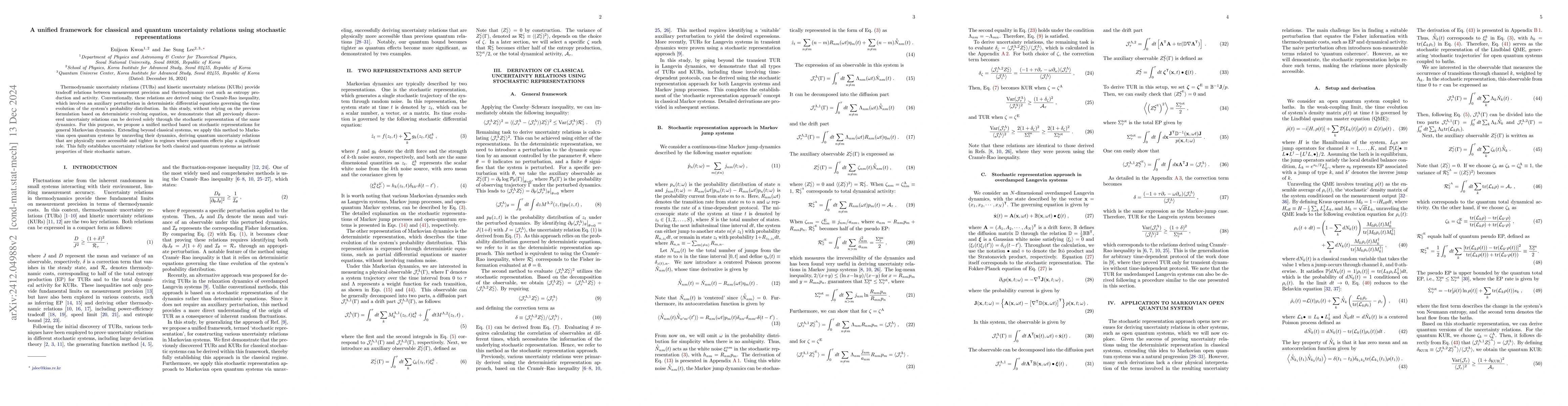 Thumbnail for A unified framework for classical and quantum uncertainty relations
  using stochastic representations