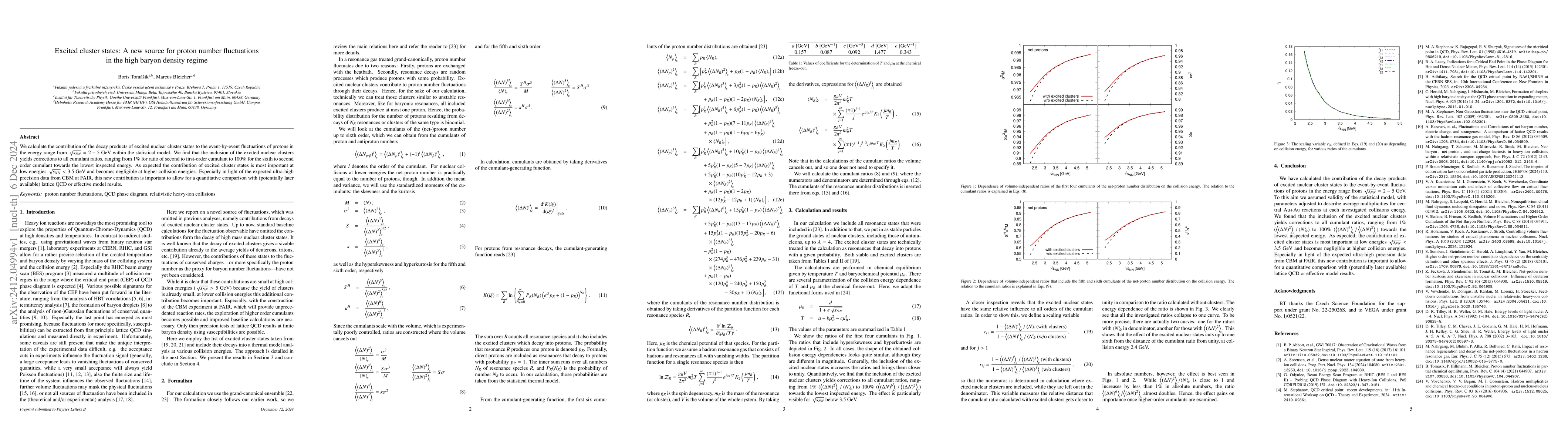 Thumbnail for Excited cluster states: A new source for proton number fluctuations in
  the high baryon density regime