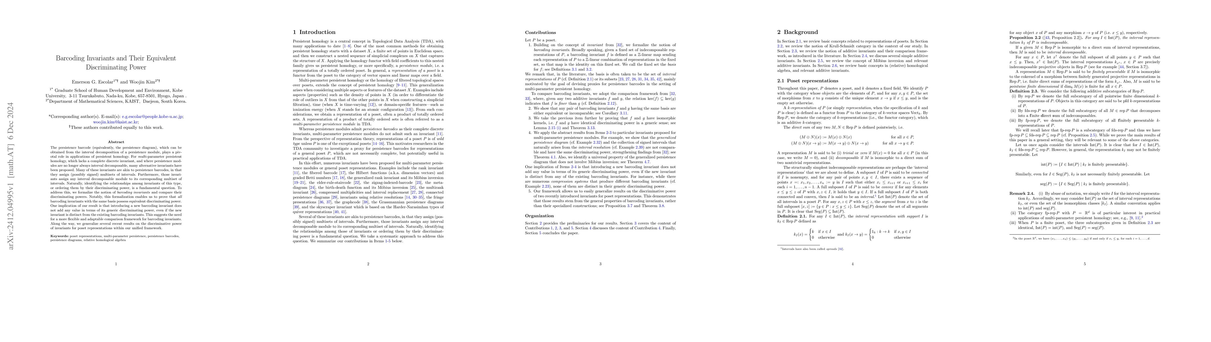 Thumbnail for Barcoding Invariants and Their Equivalent Discriminating Power