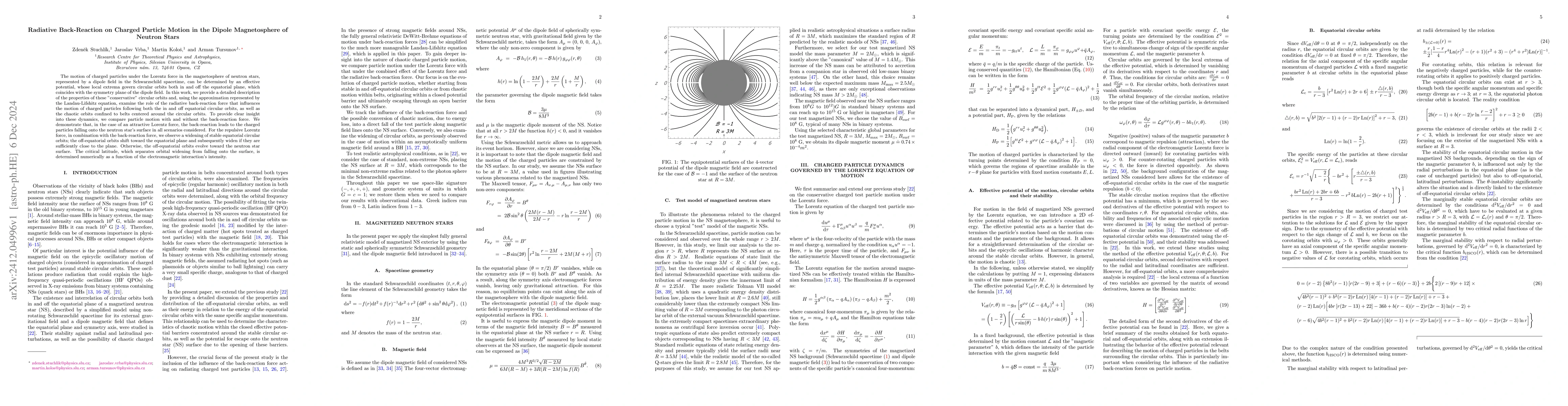 Thumbnail for Radiative Back-Reaction on Charged Particle Motion in the Dipole
  Magnetosphere of Neutron Stars