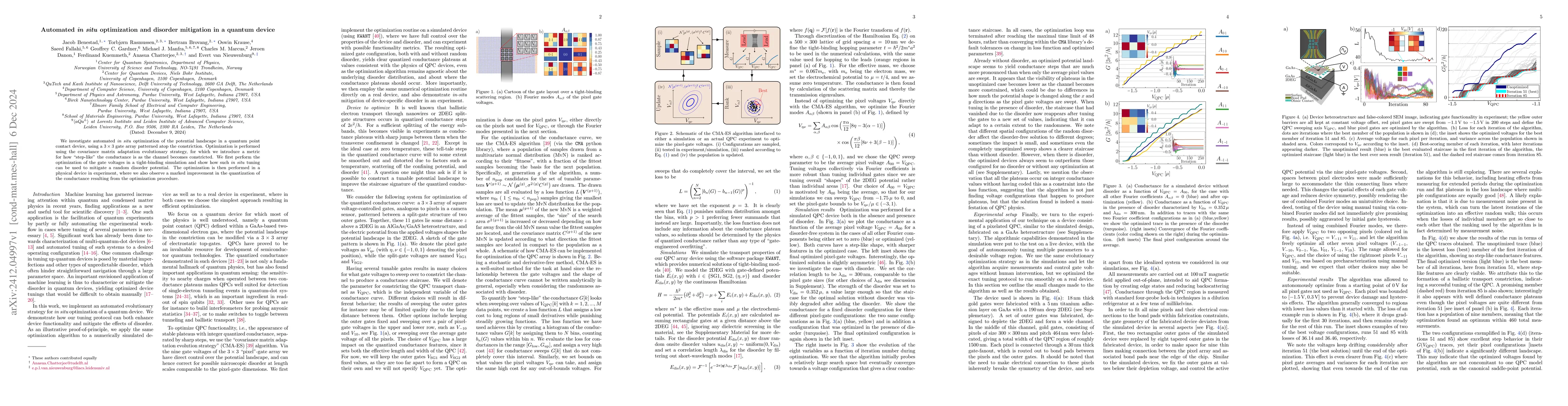Thumbnail for Automated in situ optimization and disorder mitigation in a quantum
  device
