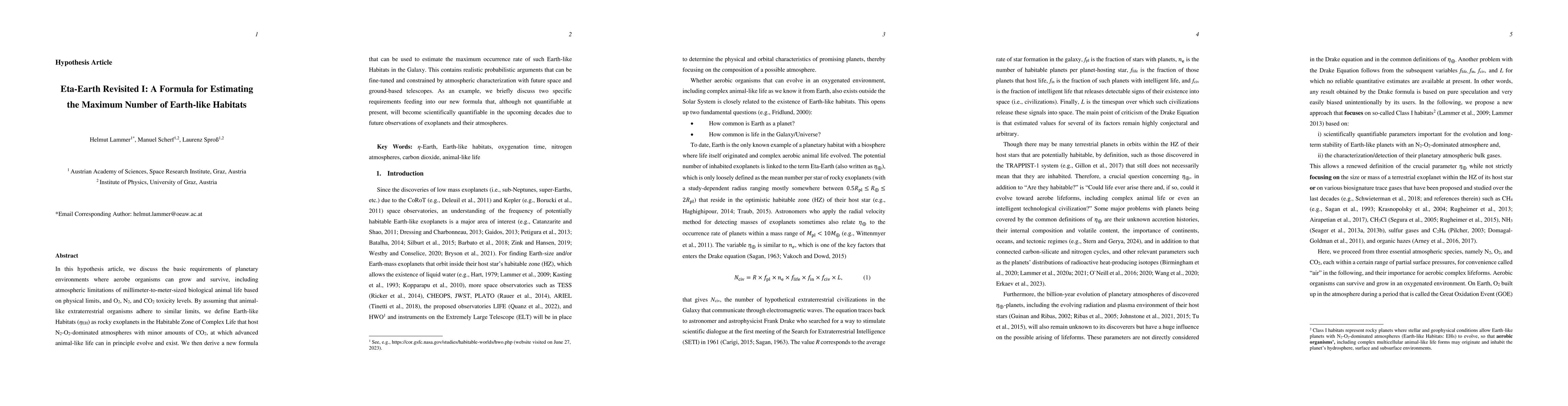 Thumbnail for Eta-Earth Revisited I: A Formula for Estimating the Maximum Number of
  Earth-like Habitats