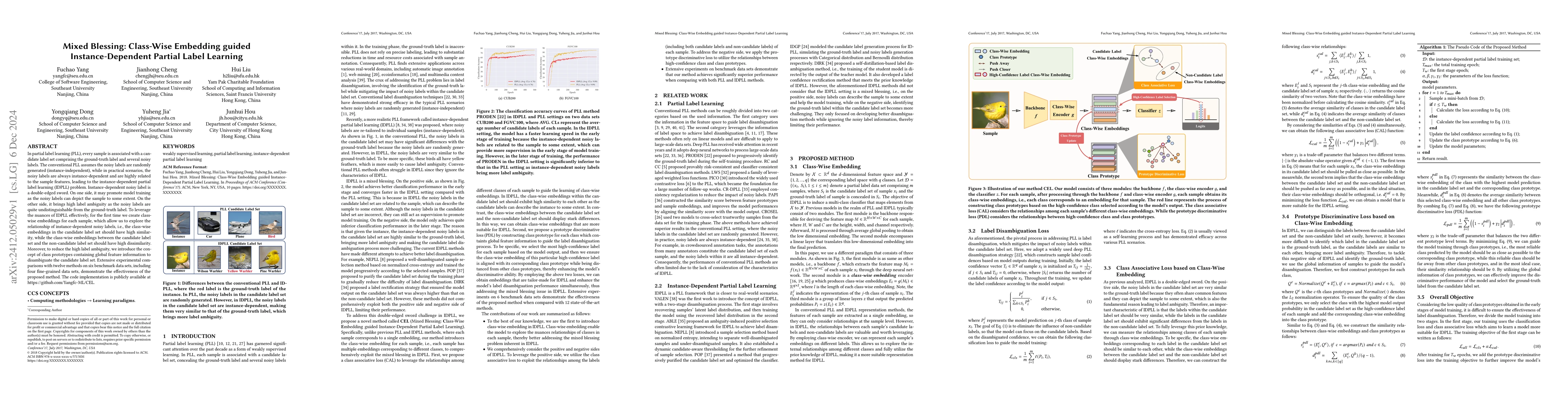 Thumbnail for Mixed Blessing: Class-Wise Embedding guided Instance-Dependent Partial
  Label Learning
