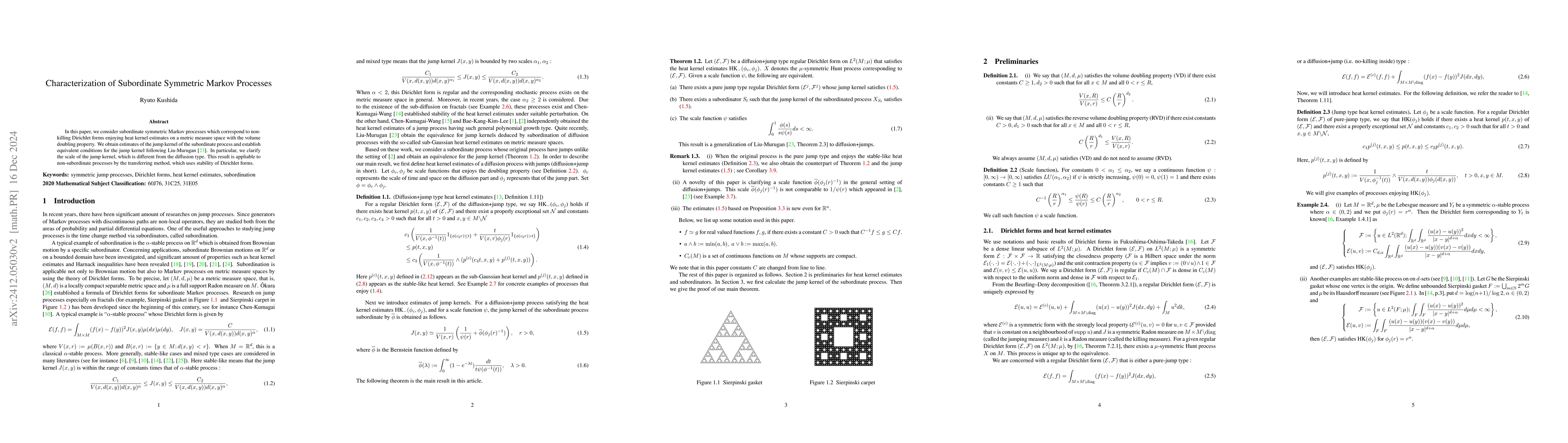 Thumbnail for Characterization of subordinate symmetric Markov processes