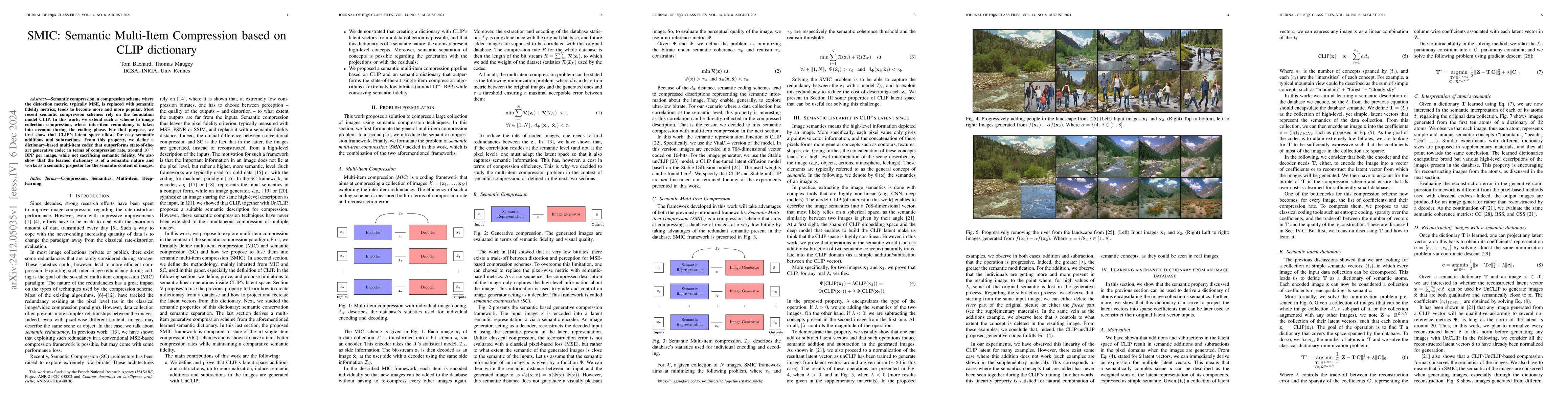 Thumbnail for SMIC: Semantic Multi-Item Compression based on CLIP dictionary