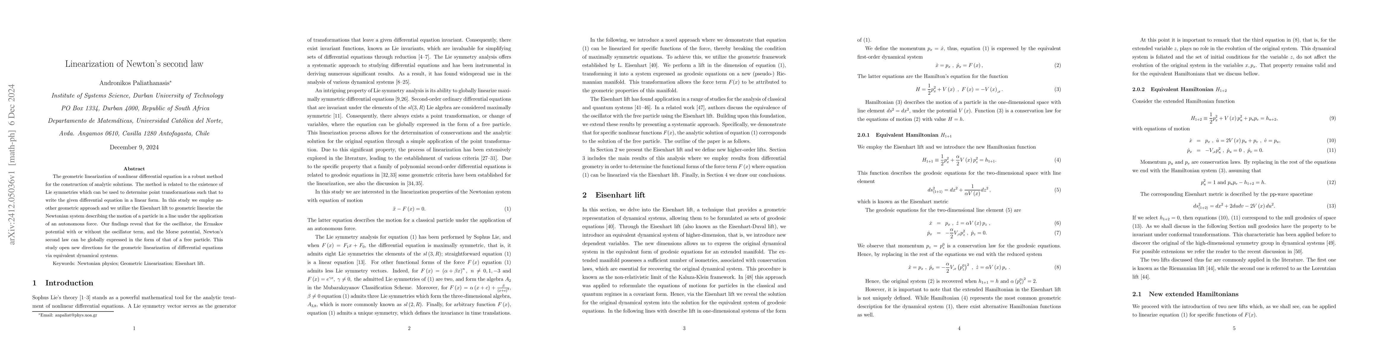 Thumbnail for Linearization of Newton's second law