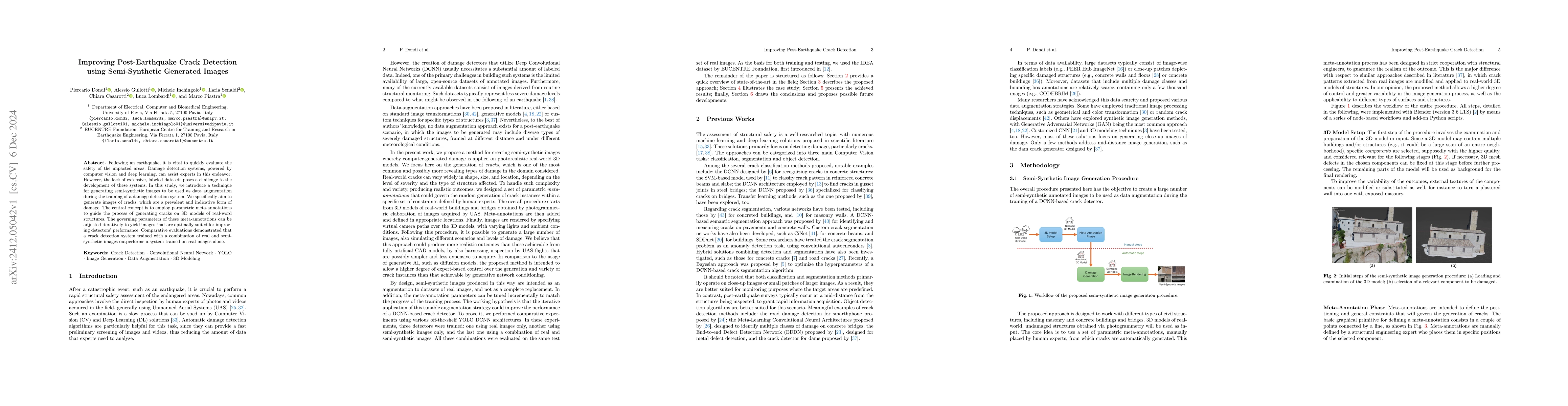 Thumbnail for Improving Post-Earthquake Crack Detection using Semi-Synthetic Generated
  Images
