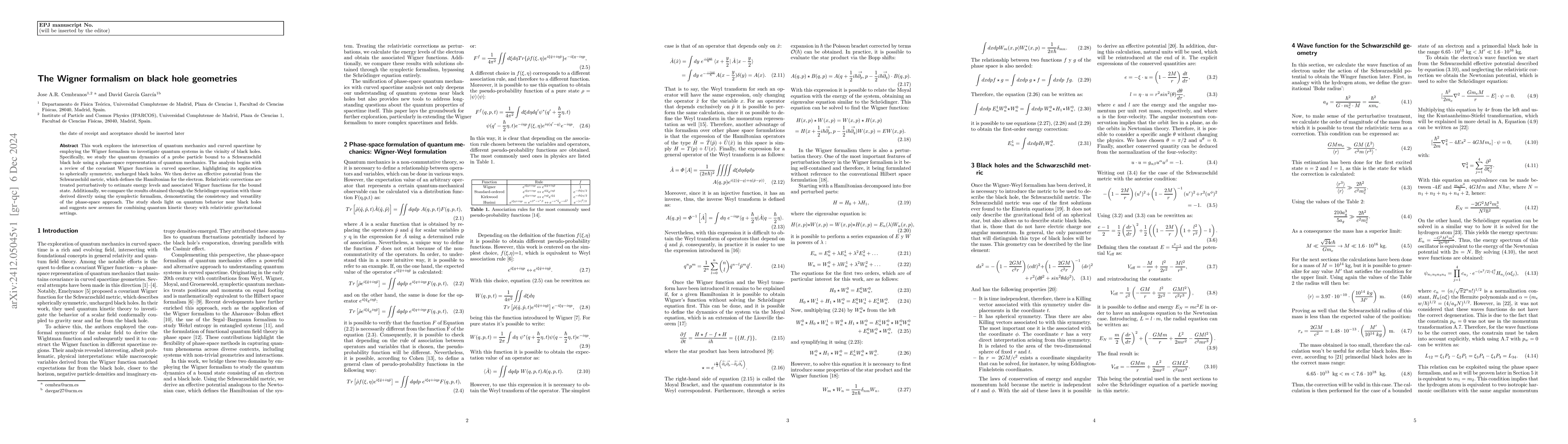 Thumbnail for The Wigner formalism on black hole geometries