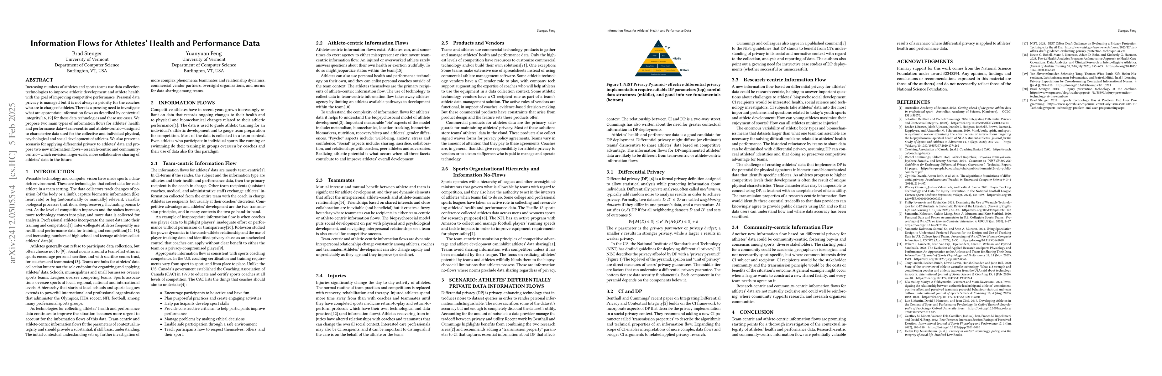 Thumbnail for Information Flows for Athletes' Health and Performance Data