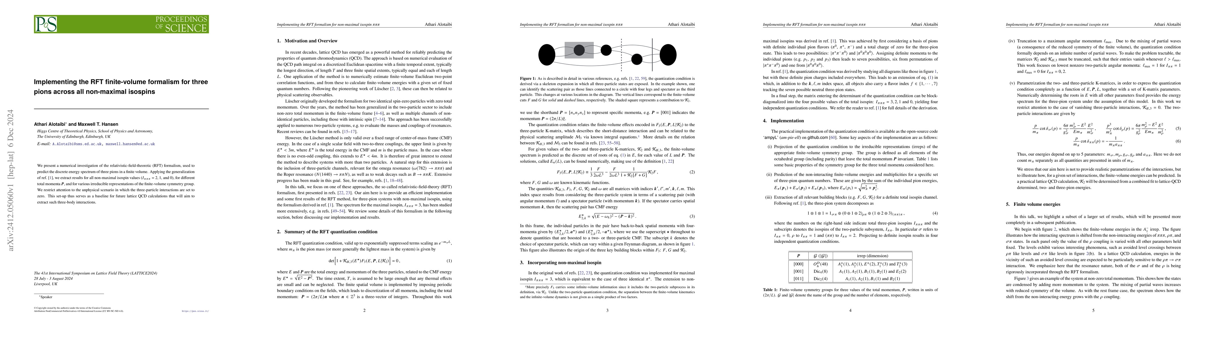 Thumbnail for Implementing the RFT finite-volume formalism for three pions across all
  non-maximal isospins