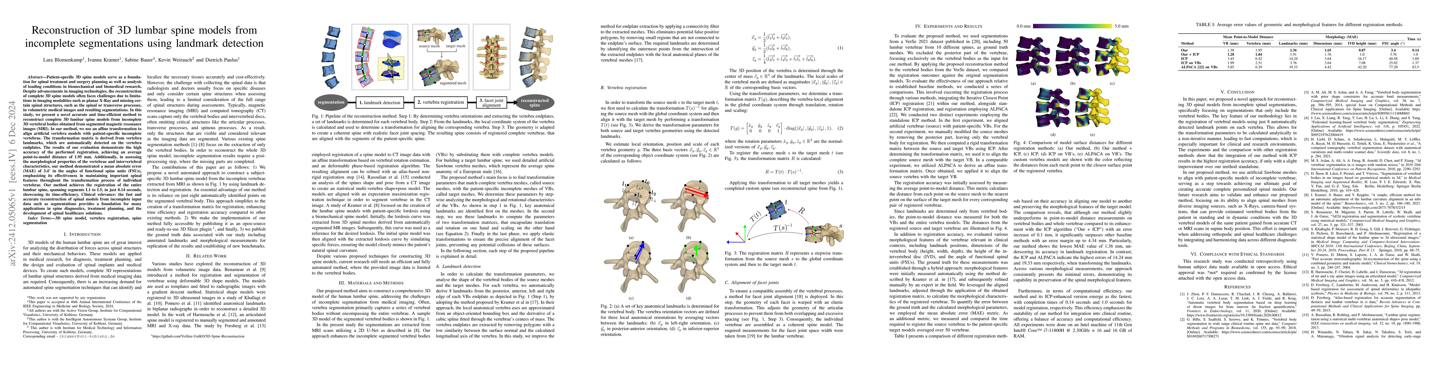 Thumbnail for Reconstruction of 3D lumbar spine models from incomplete segmentations
  using landmark detection