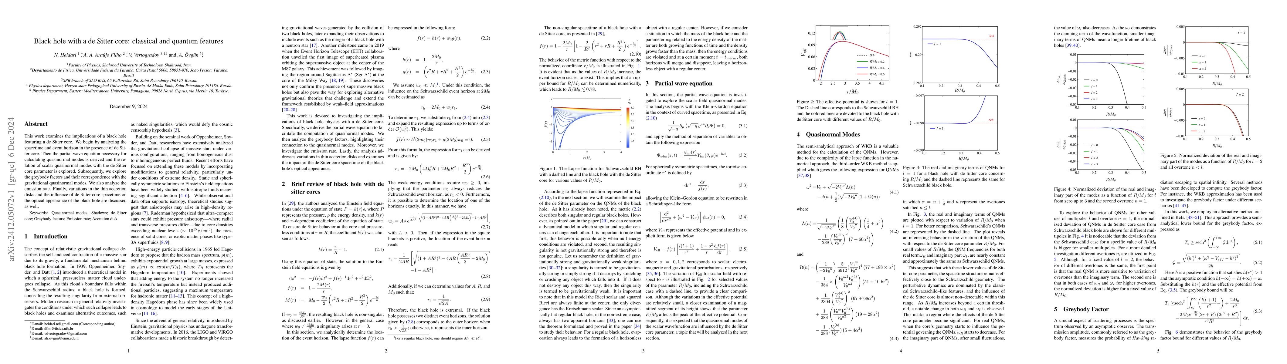 Thumbnail for Black hole with a de Sitter core: classical and quantum features