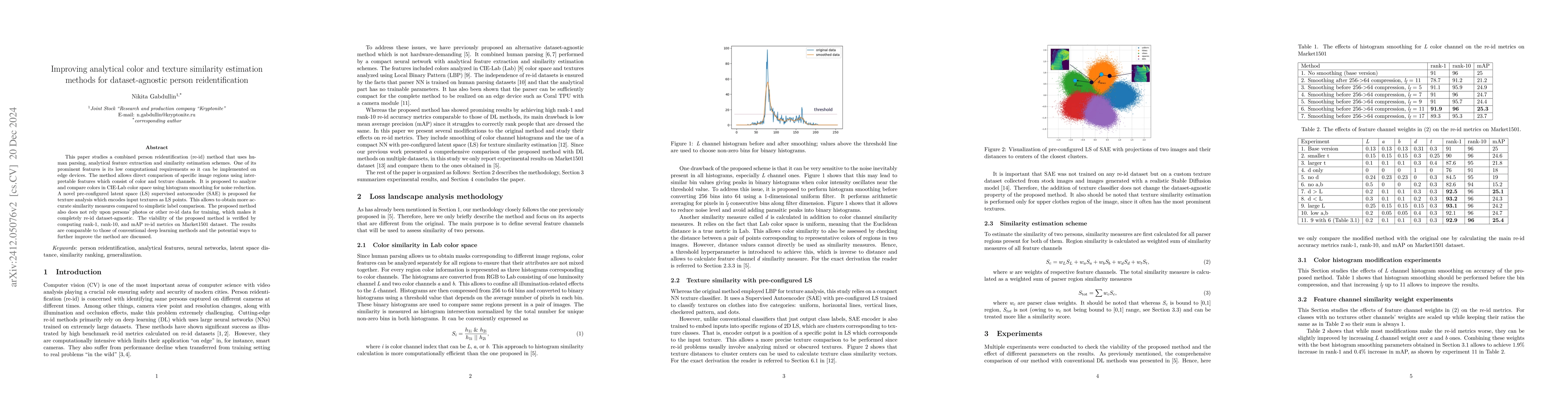 Thumbnail for Improving analytical color and texture similarity estimation methods for
  dataset-agnostic person reidentification