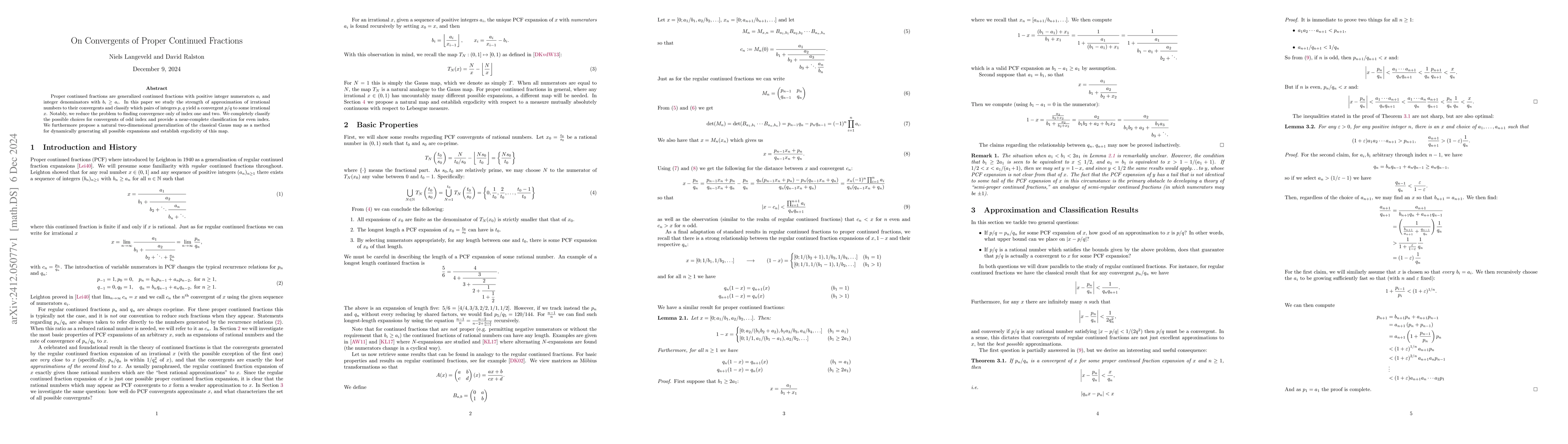 Thumbnail for On Convergents of Proper Continued Fractions