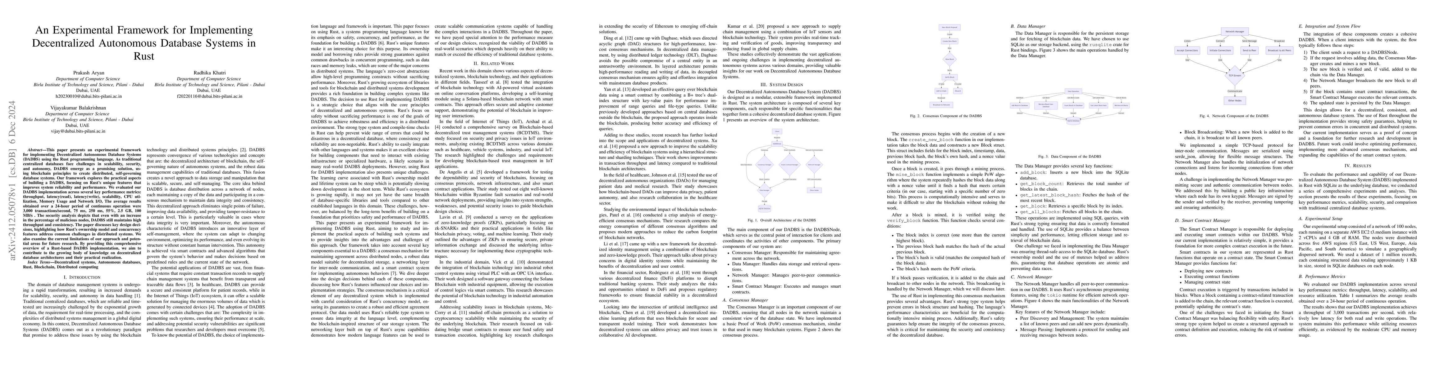 Thumbnail for An Experimental Framework for Implementing Decentralized Autonomous
  Database Systems in Rust