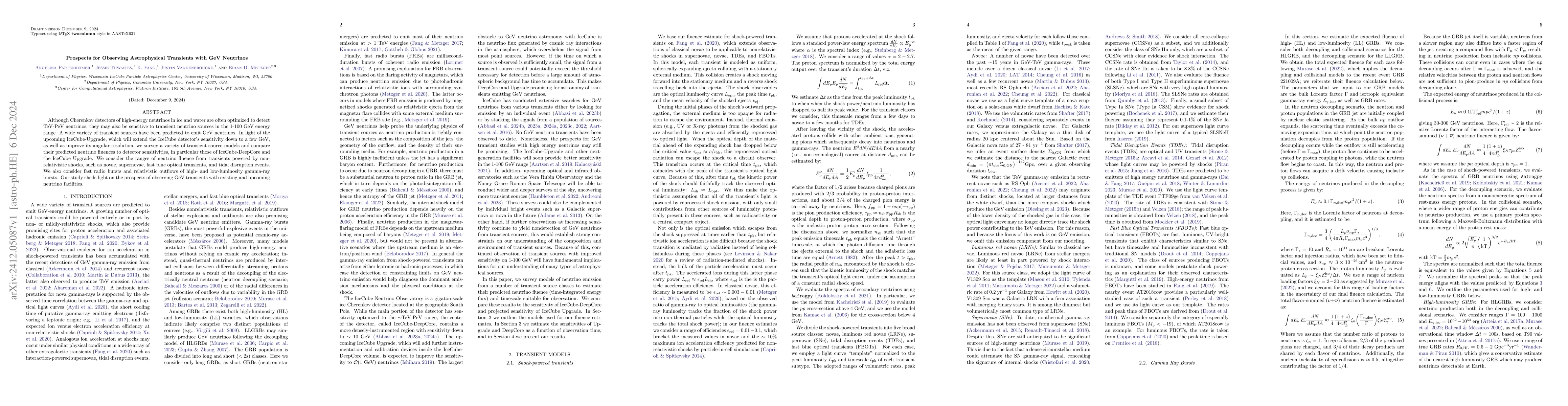 Thumbnail for Prospects for Observing Astrophysical Transients with GeV Neutrinos