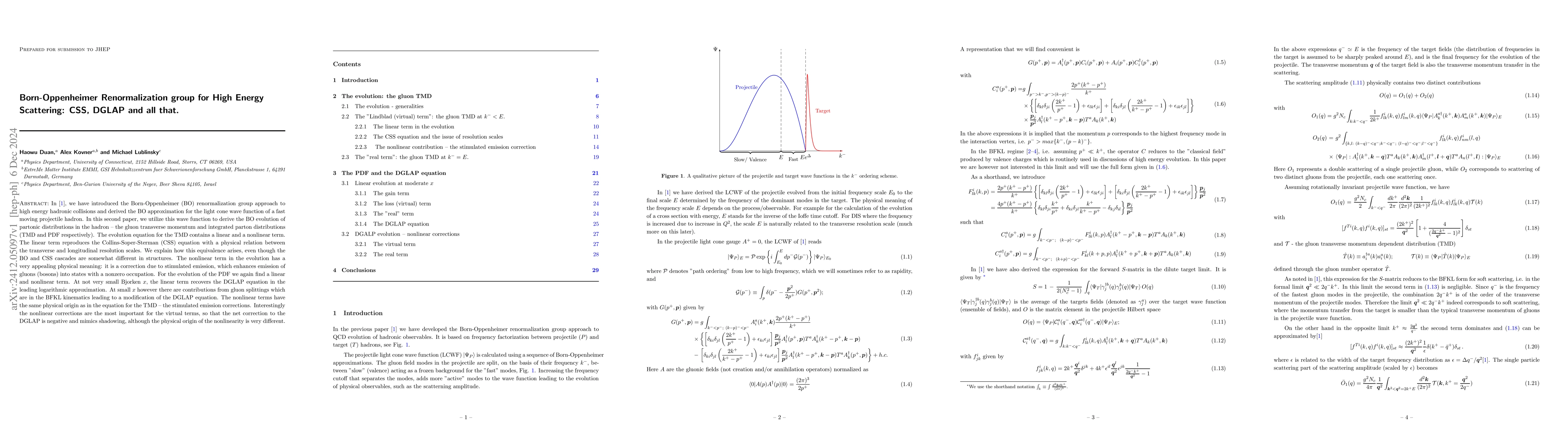 Thumbnail for Born-Oppenheimer Renormalization group for High Energy Scattering: CSS,
  DGLAP and all that