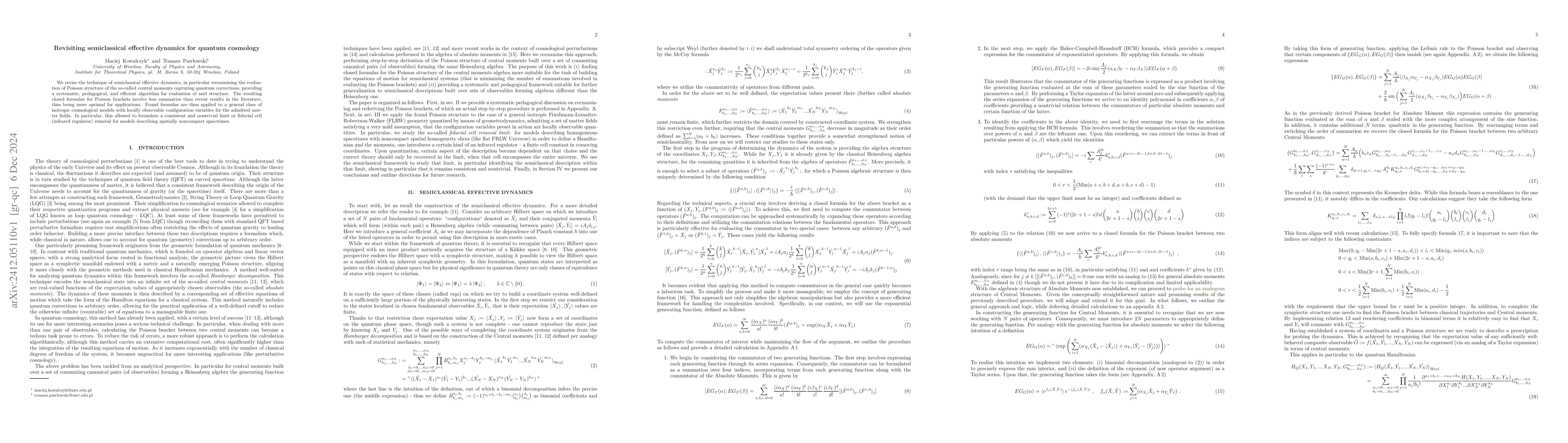 Thumbnail for Revisiting semiclassical effective dynamics for quantum cosmology