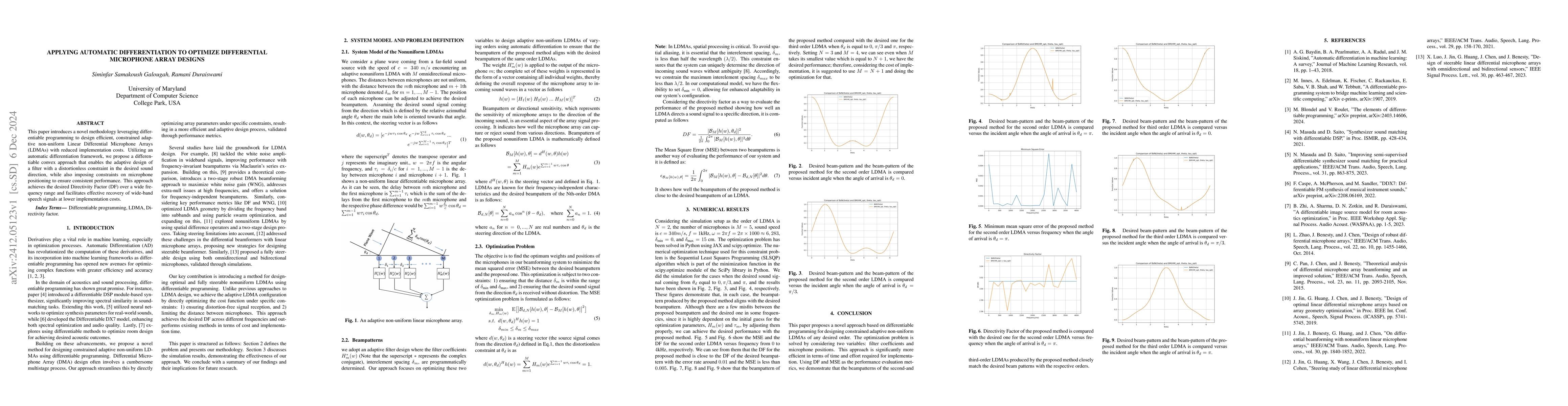 Thumbnail for Applying Automatic Differentiation to Optimize Differential Microphone
  Array Designs