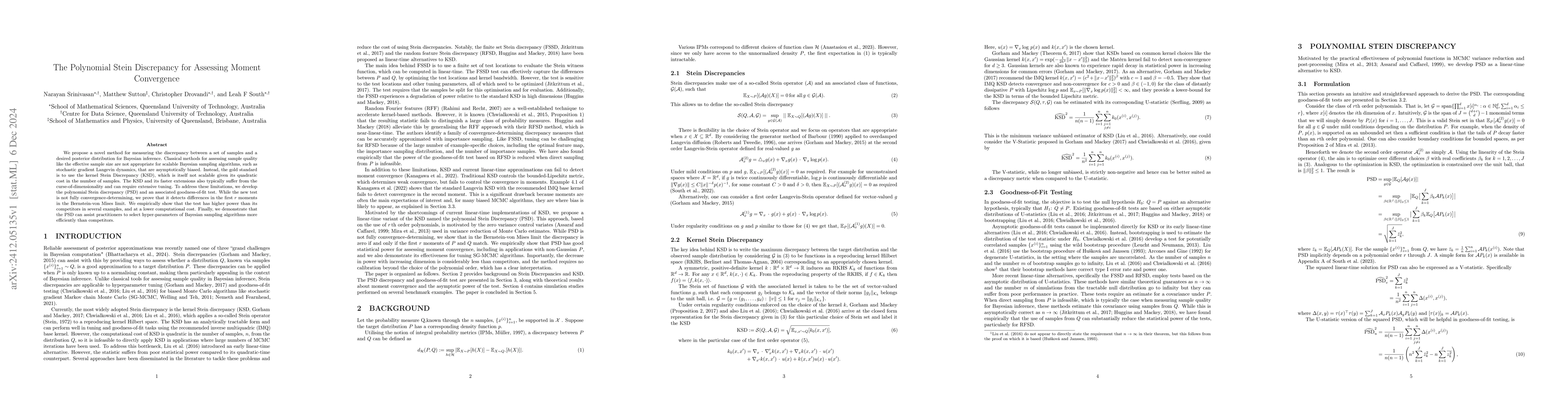 Thumbnail for The Polynomial Stein Discrepancy for Assessing Moment Convergence
