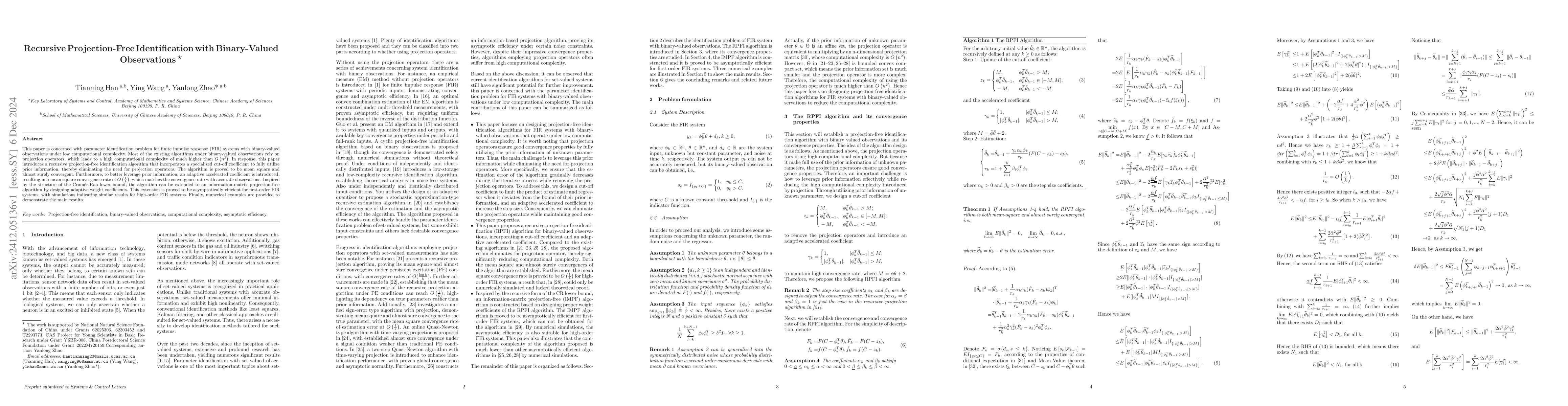 Thumbnail for Recursive Projection-Free Identification with Binary-Valued Observations