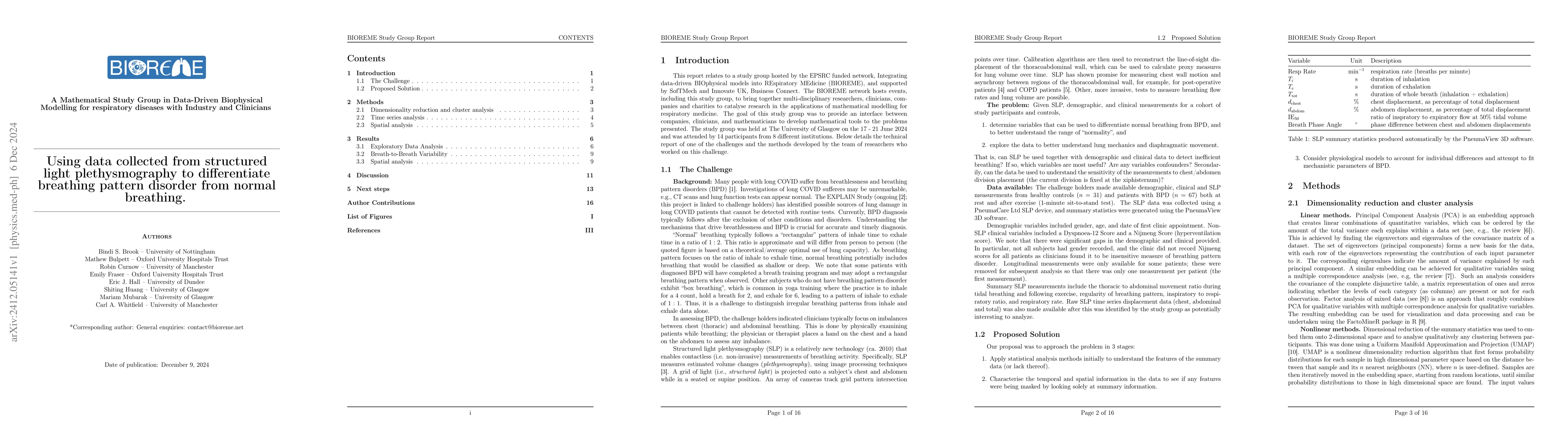 Thumbnail for Using data collected from structured light plethysmography to
  differentiate breathing pattern disorder from normal breathing: A study group
  report