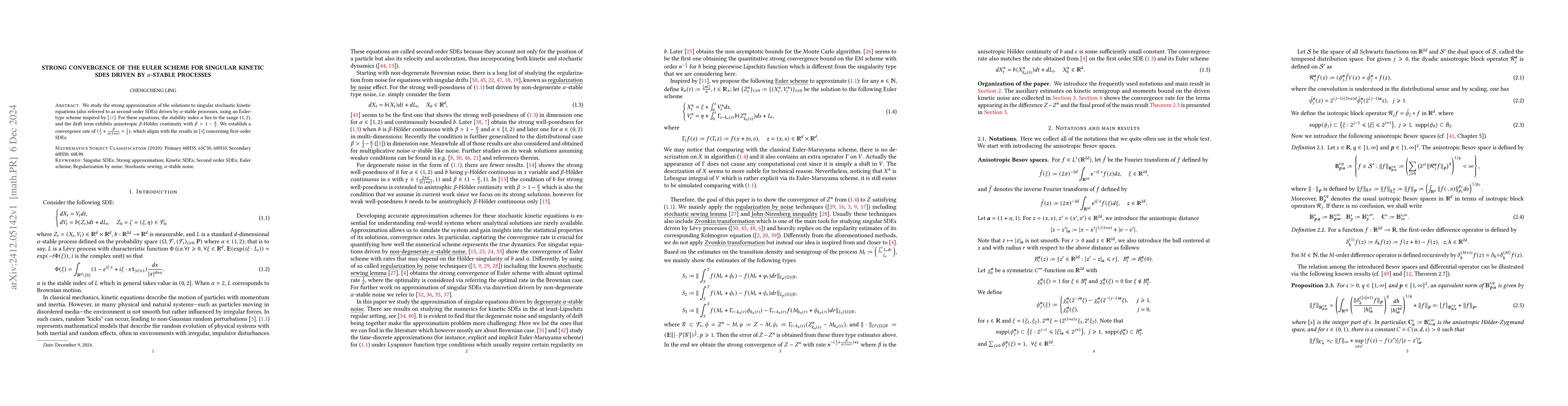 Thumbnail for Strong convergence of the Euler scheme for singular kinetic SDEs driven
  by $α$-stable processes