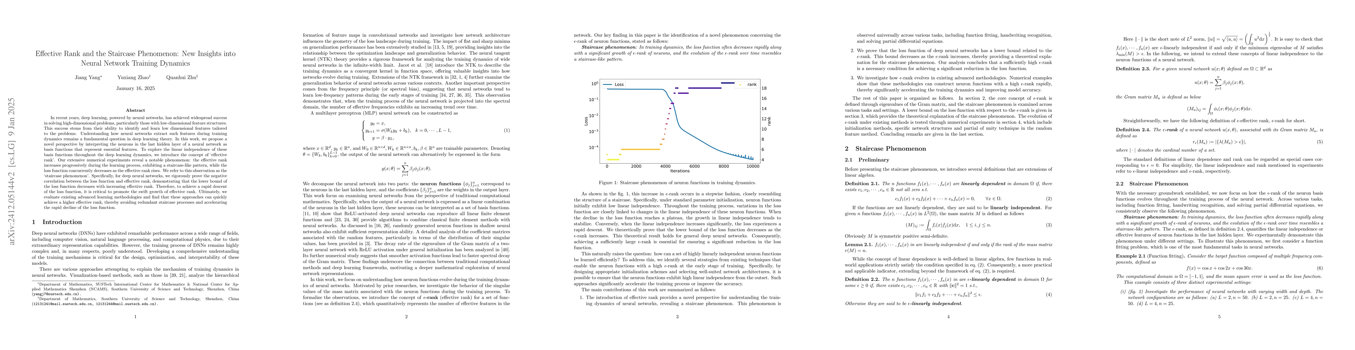 Thumbnail for Effective Rank and the Staircase Phenomenon: New Insights into Neural
  Network Training Dynamics