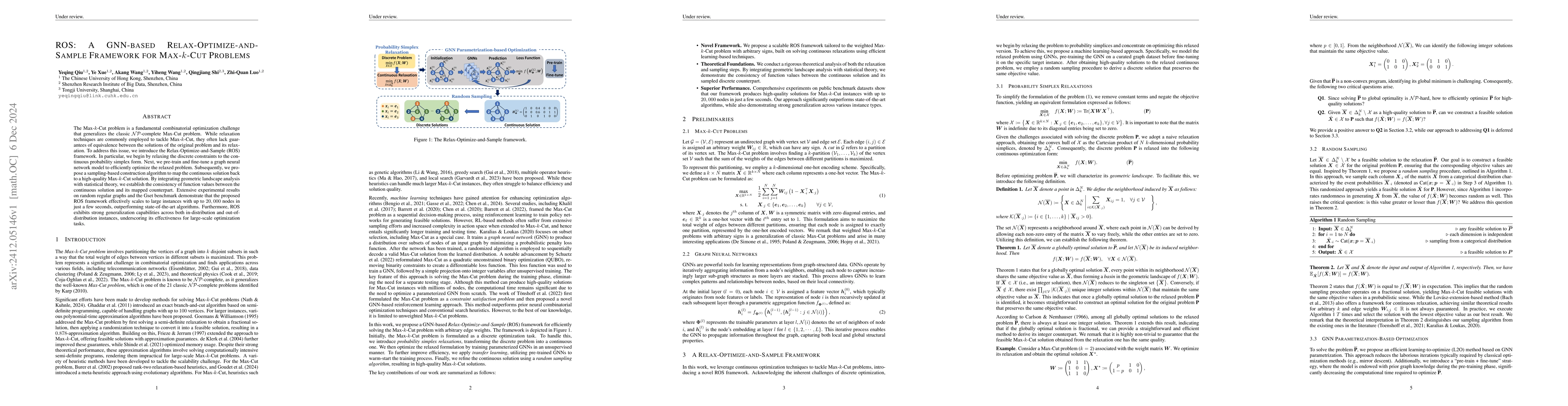 Thumbnail for ROS: A GNN-based Relax-Optimize-and-Sample Framework for Max-k-Cut
  Problems