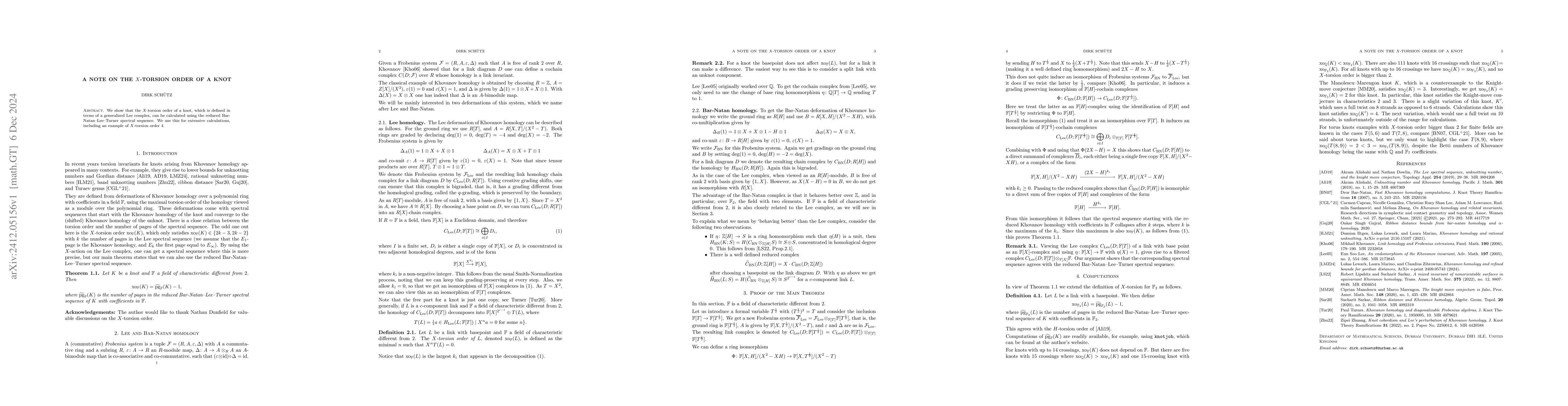 Thumbnail for A note on the X-torsion order of a knot