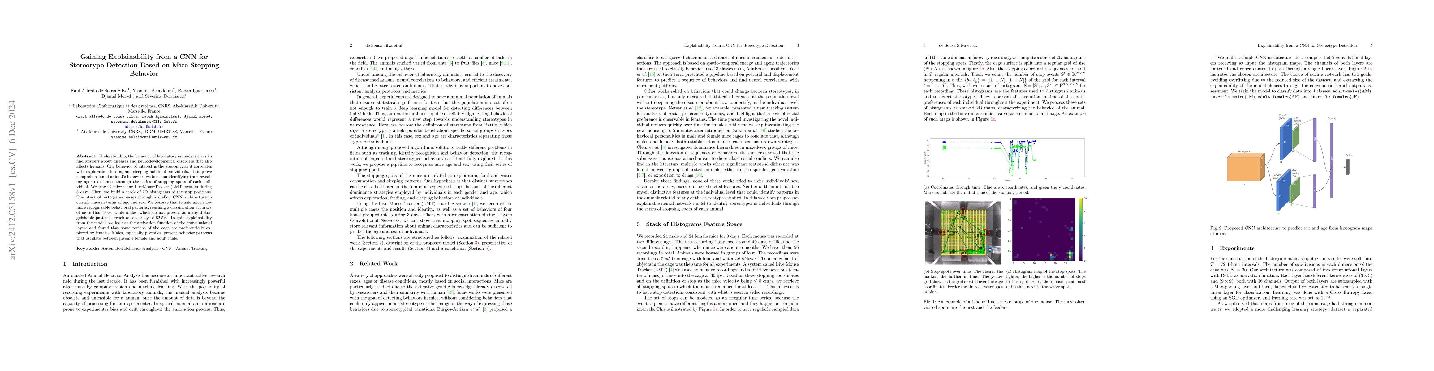 Thumbnail for Gaining Explainability from a CNN for Stereotype Detection Based on Mice
  Stopping Behavior