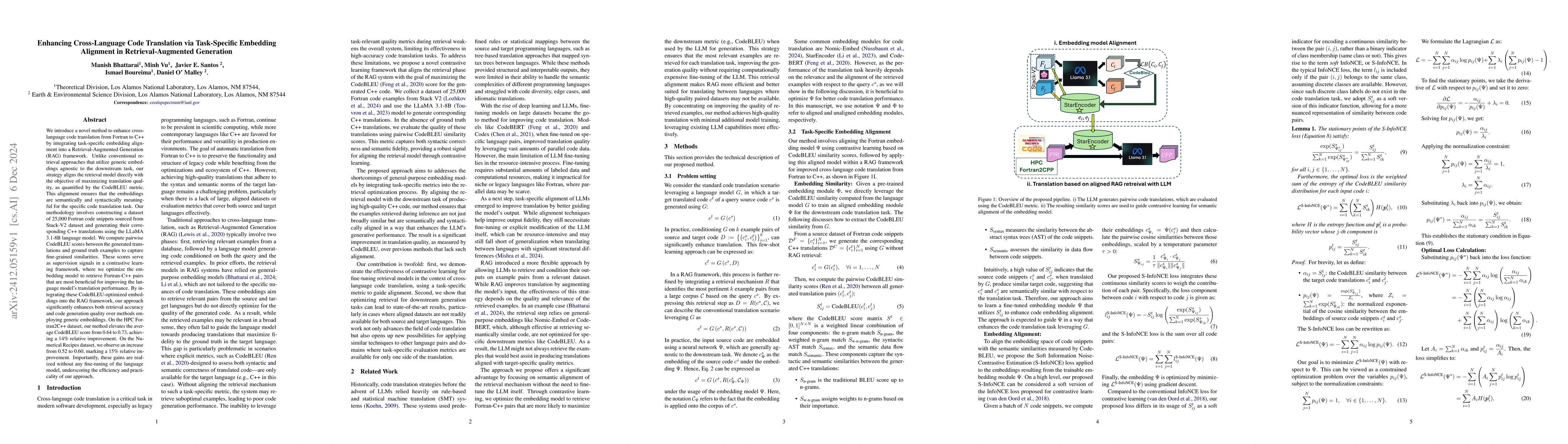 Thumbnail for Enhancing Cross-Language Code Translation via Task-Specific Embedding
  Alignment in Retrieval-Augmented Generation