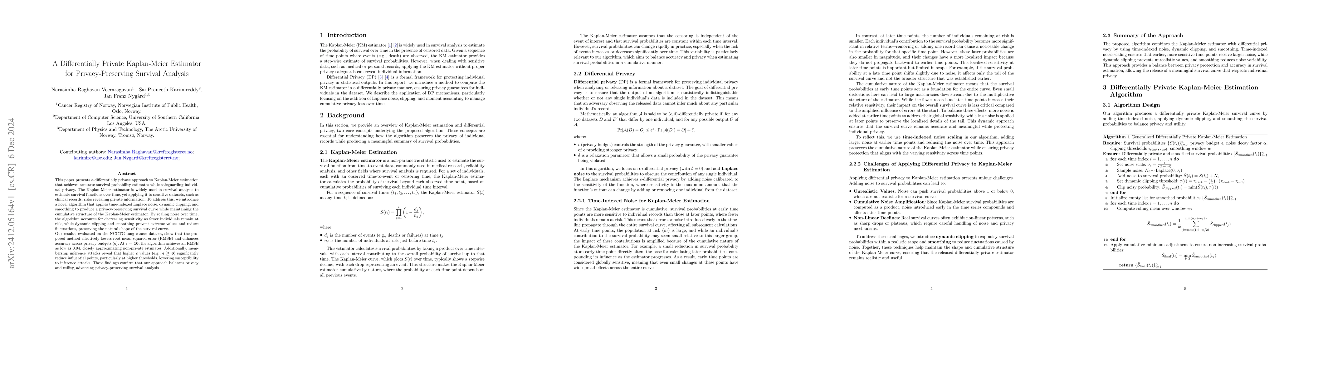 Thumbnail for A Differentially Private Kaplan-Meier Estimator for Privacy-Preserving
  Survival Analysis