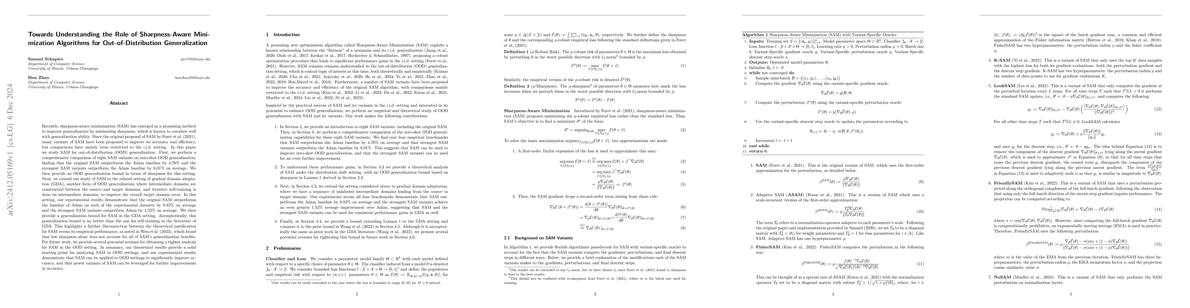 Thumbnail for Towards Understanding the Role of Sharpness-Aware Minimization
  Algorithms for Out-of-Distribution Generalization