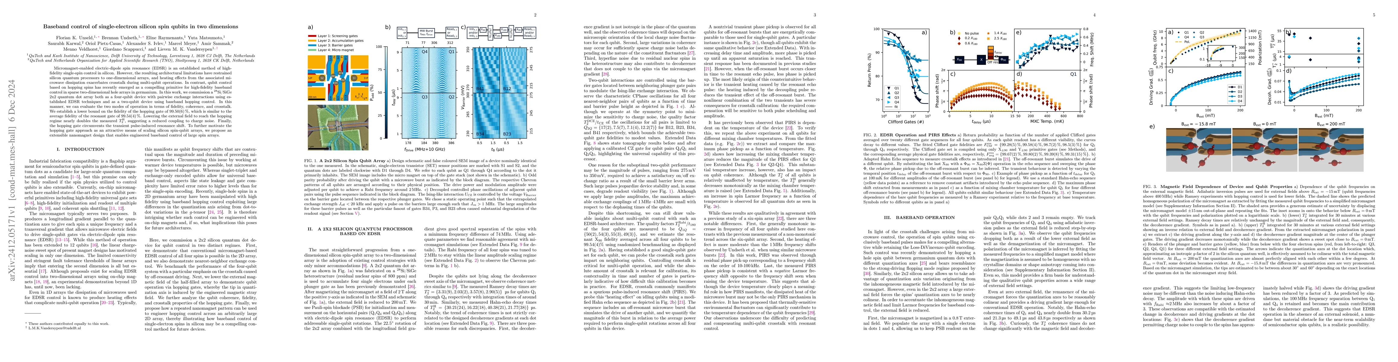 Thumbnail for Baseband control of single-electron silicon spin qubits in two
  dimensions